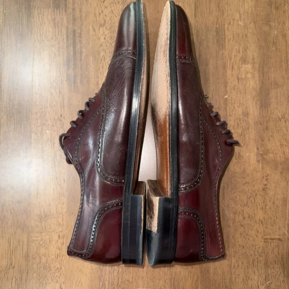 Mezlan Burgundy Cap Toe Oxford Dress Shoes Leather Lace Up Spain Mens 11B